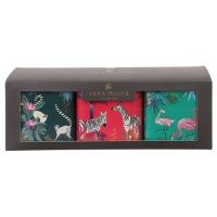 Sara Miller Set of 3 Square Tins Flamingo, Zebra & Lemur Print